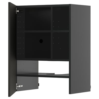 Mueble de cocina METOD negro con estantes ajustables y puerta reversible.