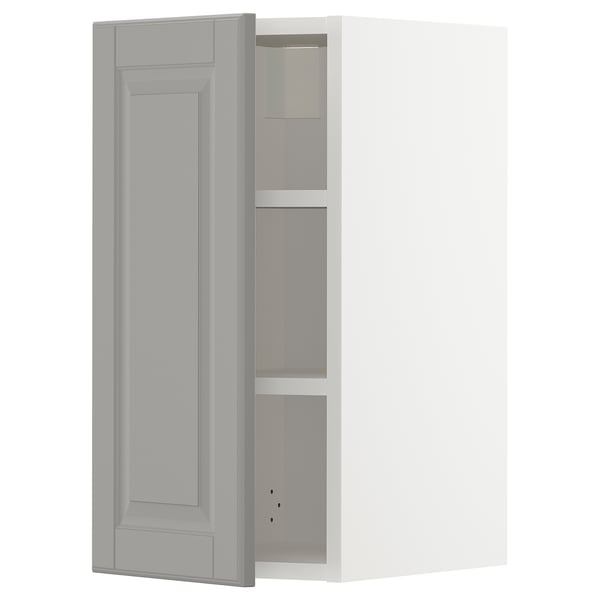 Mueble de pared METOD, gris, rectangular, puerta panelada, tres estantes.