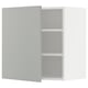 Mueble de cocina moderno de color gris claro, montado en la pared, dos estantes, diseño sencillo.