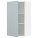 Moderno mueble de cocina gris-azul de alto brillo con estante ajustable.