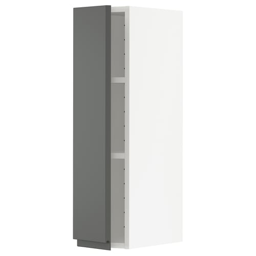 Mueble de pared abierto METOD en gris oscuro con diseño moderno y minimalista y estantes empotrados sobre fondo blanco.