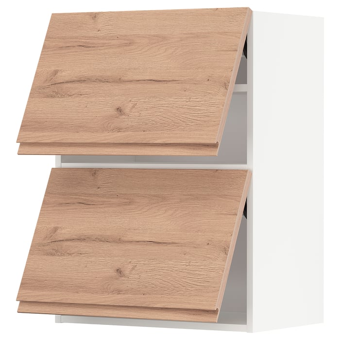METOD Armario pared horizontal 2 puertas - blanco/Voxtorp efecto roble