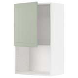 Mueble de cocina METOD verde con estante blanco, forma rectangular, diseño moderno.