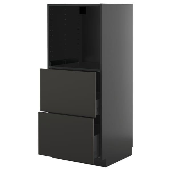 Mueble de cocina METOD negro brillante con cajones.