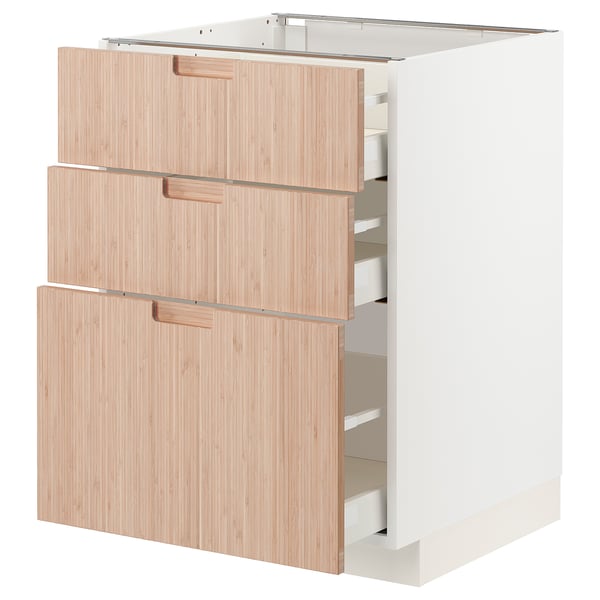 METOD / MAXIMERA Armario bajo cocina con 3 cajones, blanco, Veddinge  blanco, 60x60 cm - IKEA