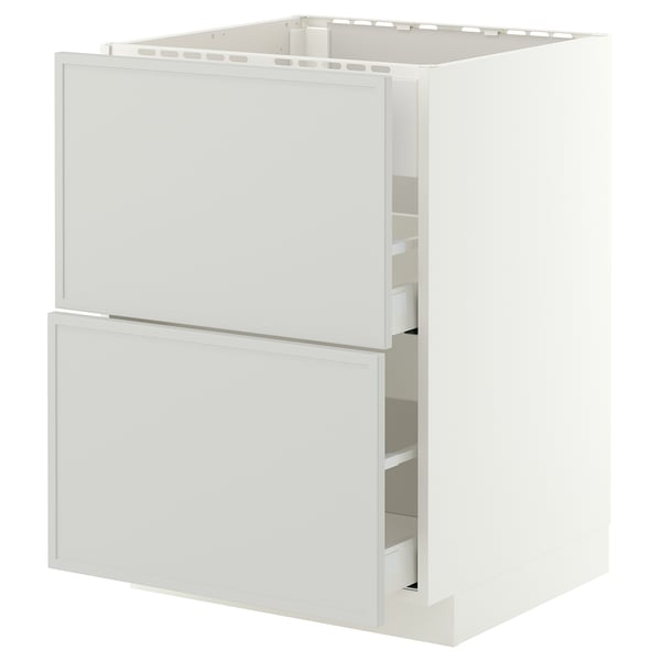 METOD / MAXIMERA Armario bajo extractor con cajones, blanco/Aspudden gris claro, 60x60 cm