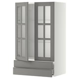 Mueble de cocina METOD de cristal gris, moderno con cajones.