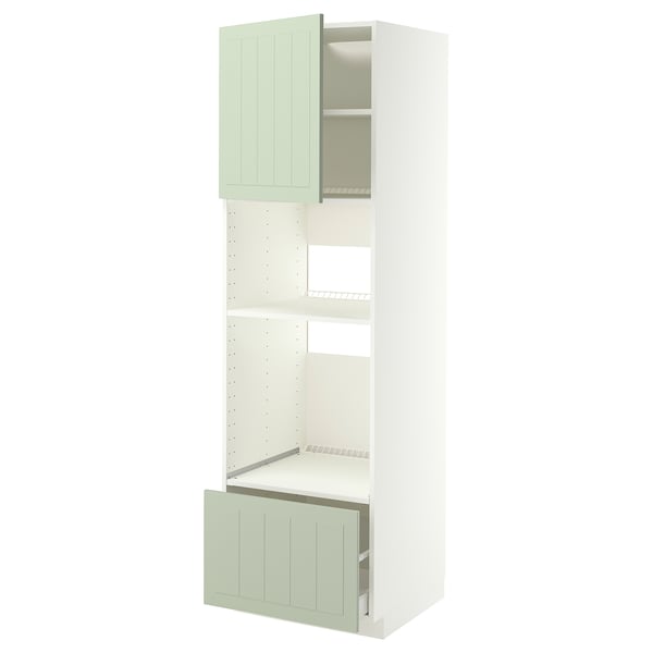 METOD / MAXIMERA Mueble alto para electrodom. integ., blanco/Stensund verde claro, 60x60x200 cm