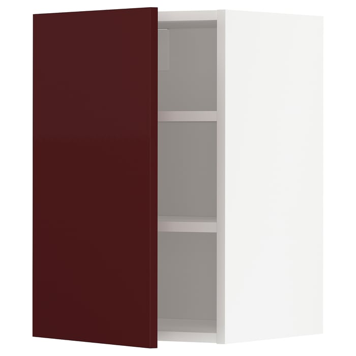 METOD Armario de pared con baldas - blanco Kallarp, alto brillo marrón