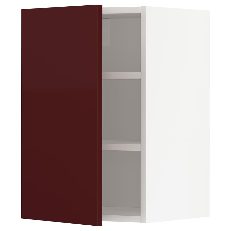 METOD Armario de pared con baldas - blanco Kallarp, alto brillo marrón