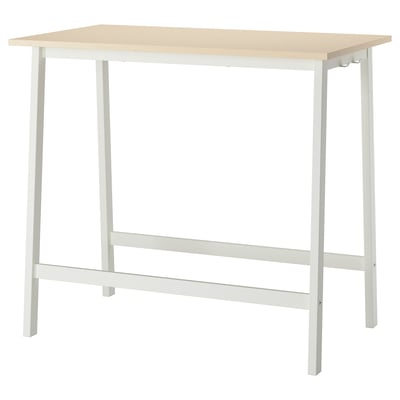 Mesa de conferencia MITTZON: blanco y madera, estructura de metal, sentado o de pie