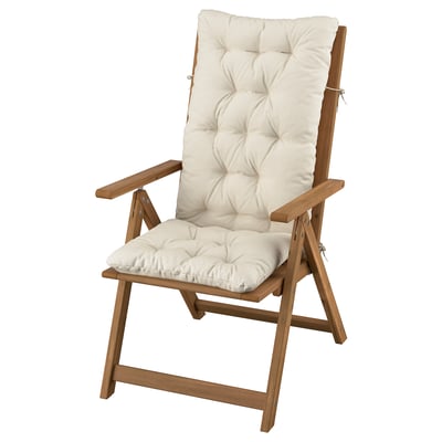 NÄMMARÖ Silla jardín reclinable, tinte marrón claro/Kuddarna beige grisáceo claro