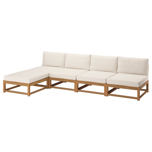 NÄMMARÖ Sofá de 4 plazas con chaiselongue, exterior tinte marrón claro/Frösön/Duvholmen beige, 324 cm