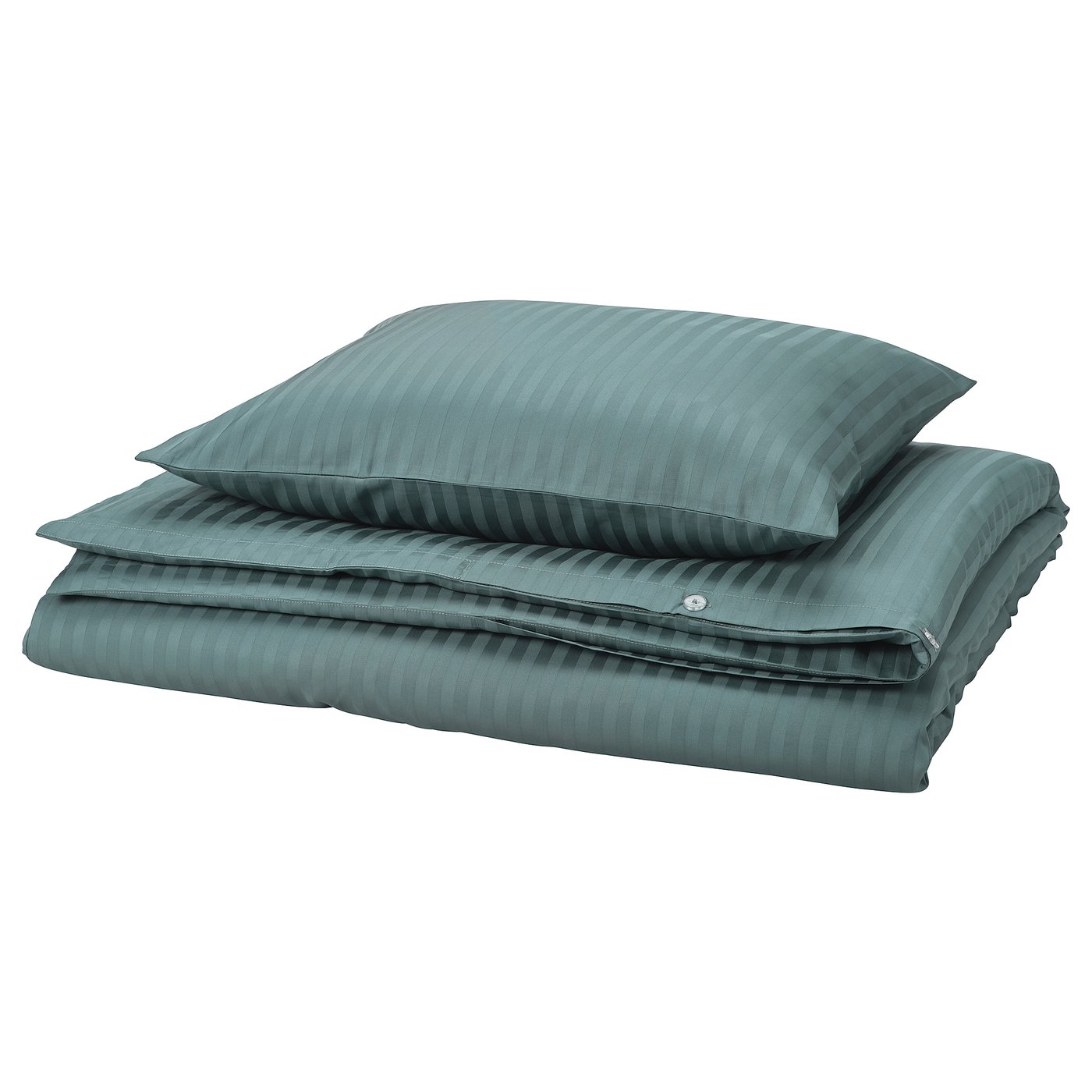 Juego de cama NATTJASMIN, verde azulado, rayas símil seda, suave mezcla de algodón y lyocell.