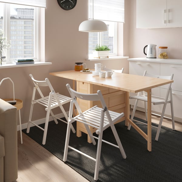 NORDEN / TERJE Mesa y 4 sillas, plegable abedul/blanco, 26/89/152