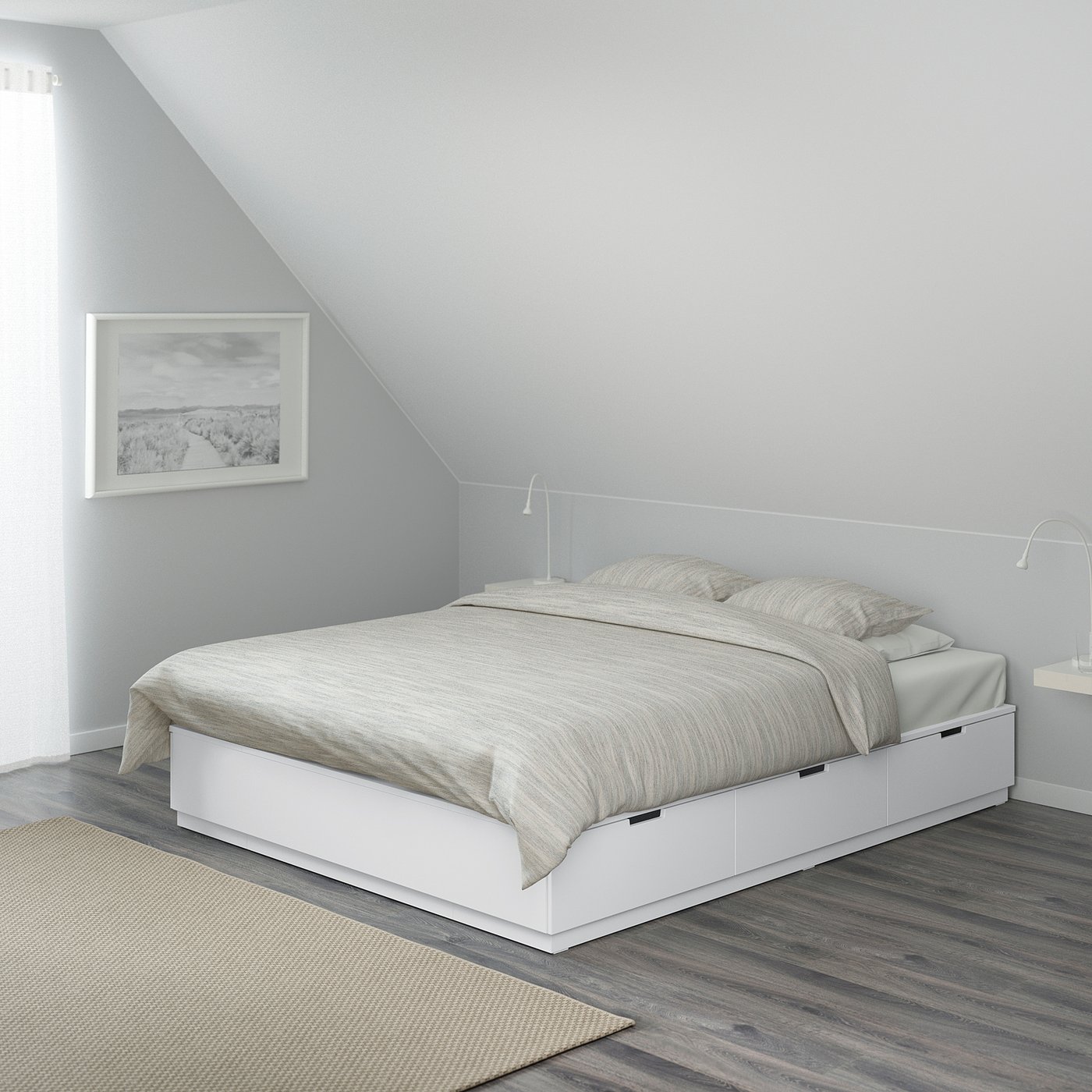 NORDLI Estructura de cama con almacenaje, blanco, 140x200 cm - IKEA