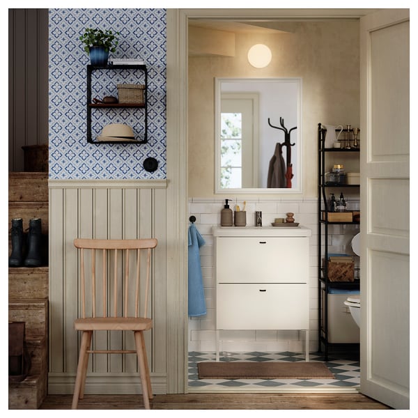 NORDVIKEN / HÖGVED Mesa y dos sillas, negro/chapa abedul, 74/104 cm