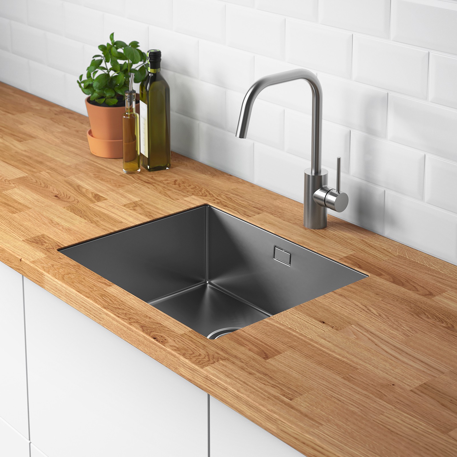 NORRSJÖN Fregadero 1 seno, ac inox para encimeras de madera a medida