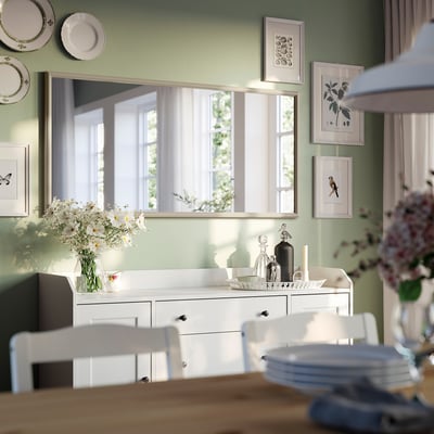 NYPONBUSKE Espejo, beige grisáceo, 65x135 cm