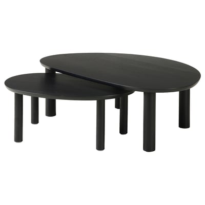 ÖRTRÄSK Mesa nido, juego de 2, negro chapa fresno