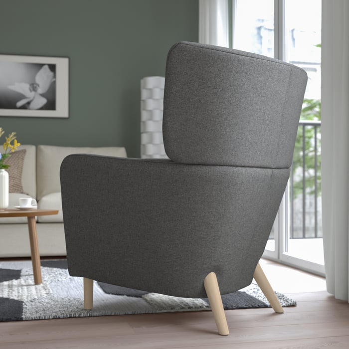 OSKARSHAMN sillón orejero, Tibbleby beis/gris IKEA