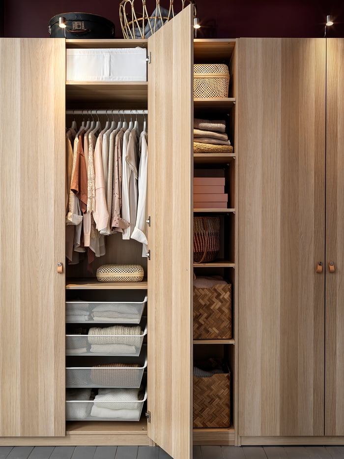 PAX Armario, efecto roble tinte blanco, Forsand efecto roble tinte