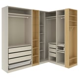 PAX Armario esquinero, beige grisáceo beige grisáceo/efecto roble, 231/196x236 cm