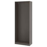 Estructura de armario PAX: gris, rectangular, minimalista, robusta, diseño abierto.