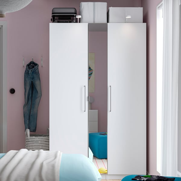 PAX / FARDAL/ÅHEIM Combinación armario, blanco blanco/espejo, 150x60x201 cm