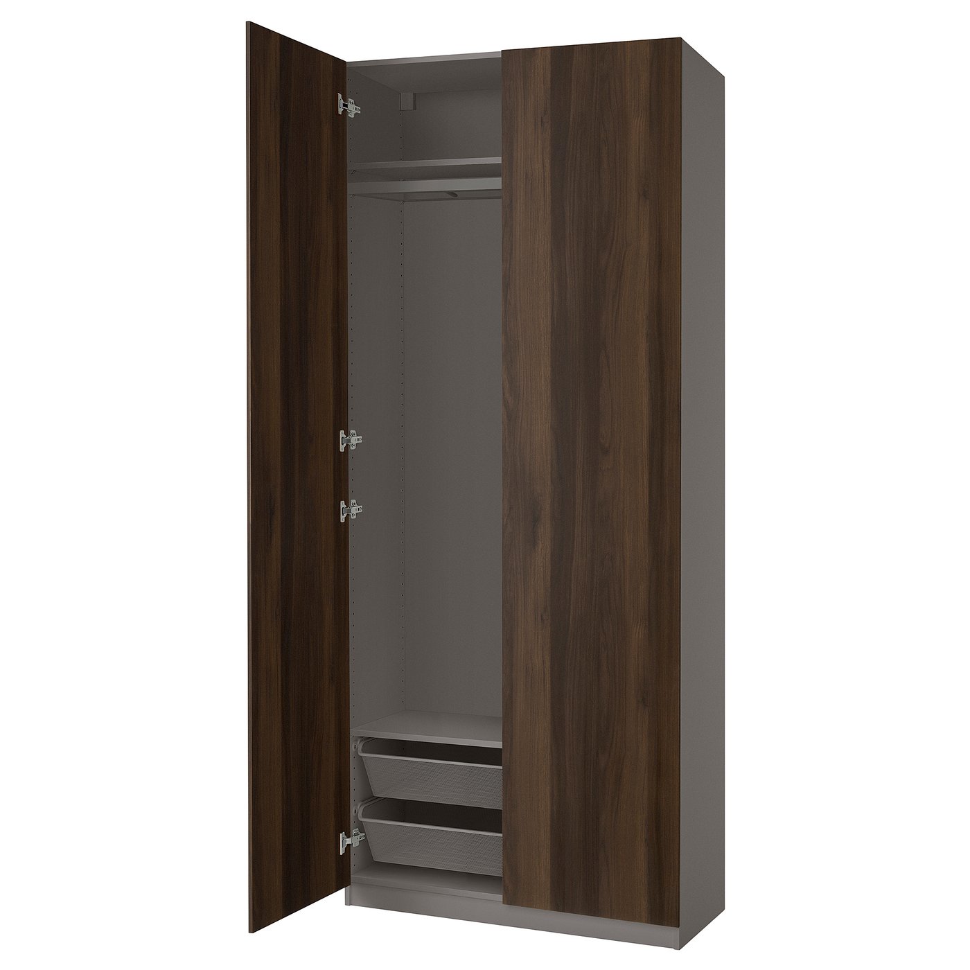 PAX / STORKLINTA combinación armario, gris oscuro/marrón oscuro
