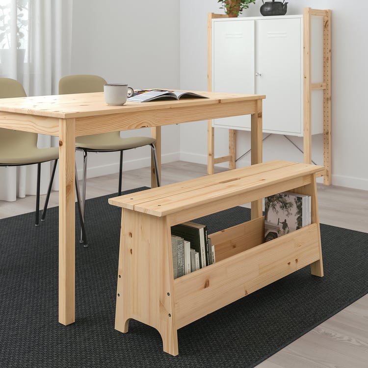 PERJOHAN Banco con almacenaje, pino, 100 cm - IKEA