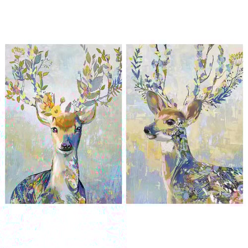 PJÄTTERYD: coloridos lienzos de ciervo. Diseño brillante, floral, abstracto.