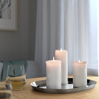 PRAKTAND Soporte para velas, acero inoxidable, 35x26 cm