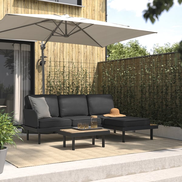 REVSKÄR Conjunto 3 plazas, exterior antracita/Järpön/Duvholmen antracita