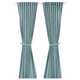 RITVA, cortinas gris-azuladas, algodón texturizado 100% lino para colgar, pliegues ordenados, amarrables.