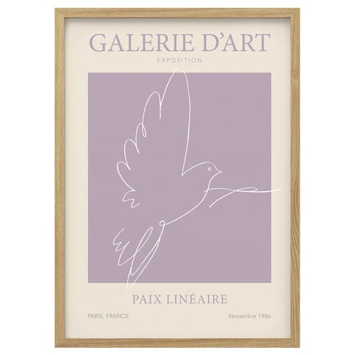Póster enmarcado titulado paix linéaire de galerie dart, parís, en marco de madera natural.