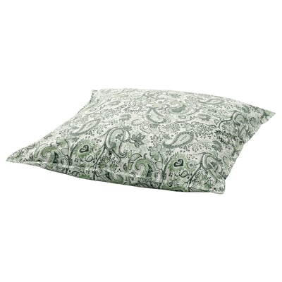 Funda de almohada de cachemira verde RODGERSIA, suave mezcla de algodón y viscosa, forma cuadrada, intrincado diseño floral.