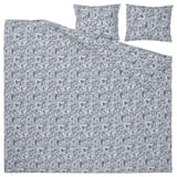 Juego de ropa de cama RODGERSIA: estampado paisley azul sobre blanco. Incluye edredón y 2 fundas de almohada. Mezcla de algodón y viscosa.