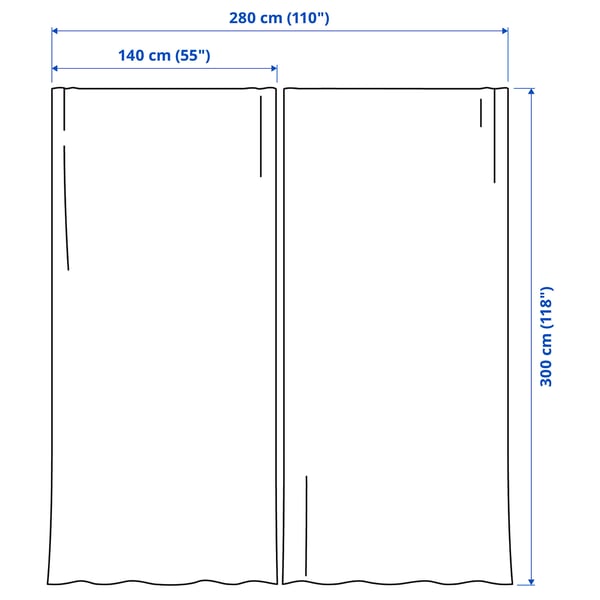 ROSENMANDEL Cortinas semiopacas, 2 unidades, beige dorado/con cinta de fruncir, 135x300 cm