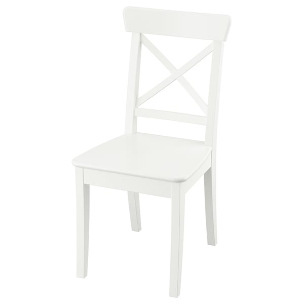 Silla ROSENTORP blanca, diseño clásico de madera con respaldo cruzado y asiento cuadrado.