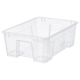 Caja de almacenamiento de plástico transparente, rectangular, organiza artículos, visible, polipropileno, sin tapa.