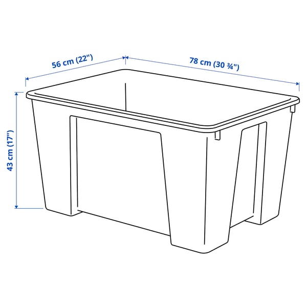 Caja organizadora transparente con tapa y rodos 90 L