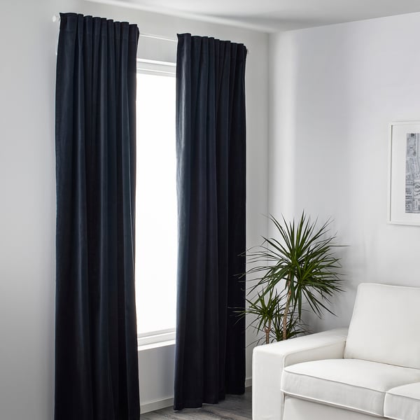 SANELA Cortinas, par - azul oscuro - IKEA