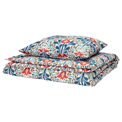 SÄTERVIDE Funda nórdica con funda de almohada, multicolor/motivo floral, 150x200/50x60 cm