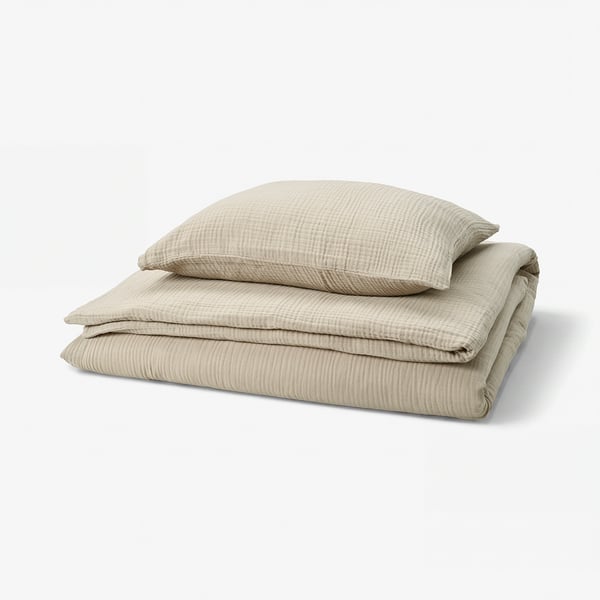 SCHERSMIN Funda nórdica con funda de almohada, beige grisáceo, 150x200/50x60 cm
