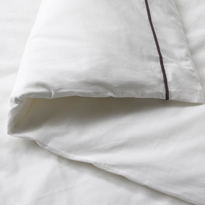 SILVERTISTEL Funda nórdica +2 fundas almohada, blanco/gris oscuro