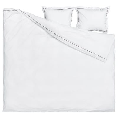 SILVERTISTEL Funda nórdica +2 fundas almohada, blanco/gris oscuro