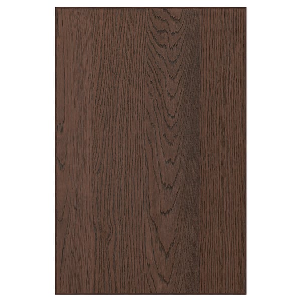 Panel de chapa de roble de madera oscura con textura de grano visible, forma rectangular, color uniforme.