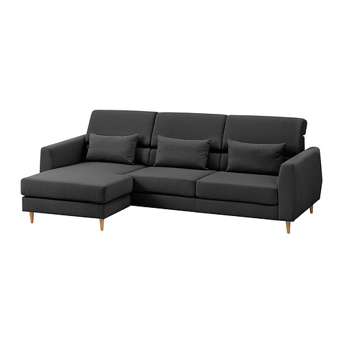SLATORP - sofá de 3 plazas, con chaiselongue izda gris oscuro Artículo nuevo sólo en mercado circular. Embalado