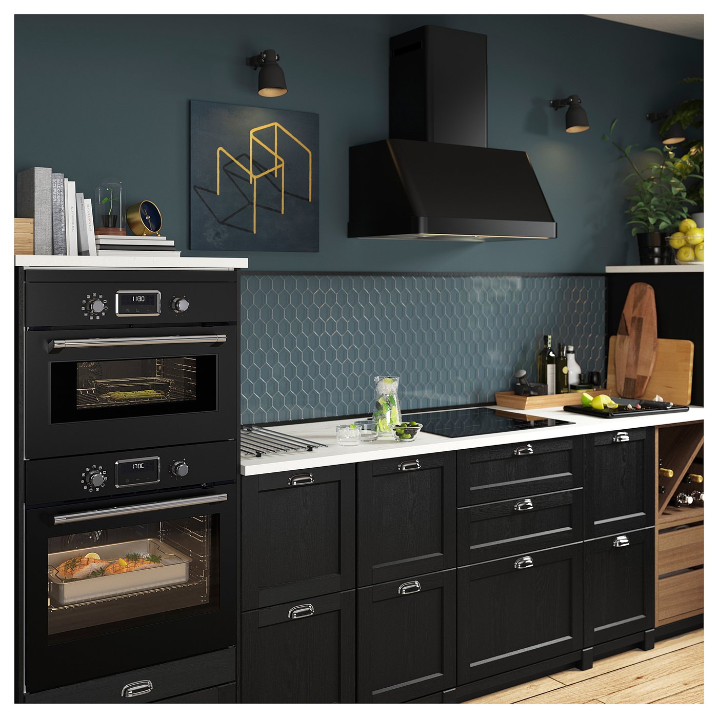 SMAKSAK Microondas combi+horno aire forzado, negro - IKEA